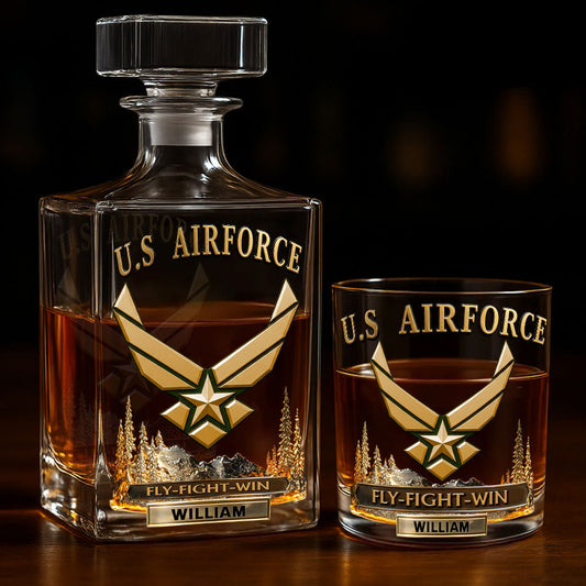 Fly-Fight-Win - Personalized Veteran Whiskey Decanter Set