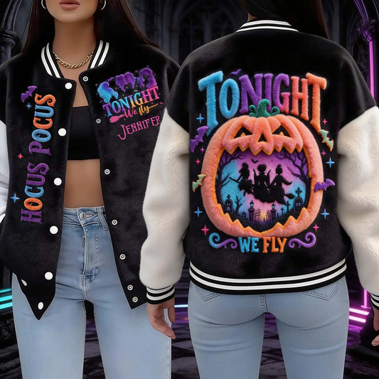 Tonight We Flight - Personalized Three Witches Varsity Jacket