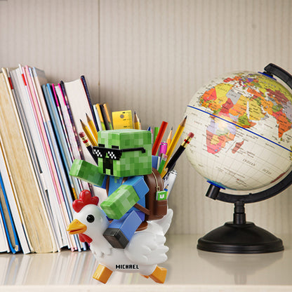 Gamer Back To School - Personalized Block World Wooden Pen Holder
