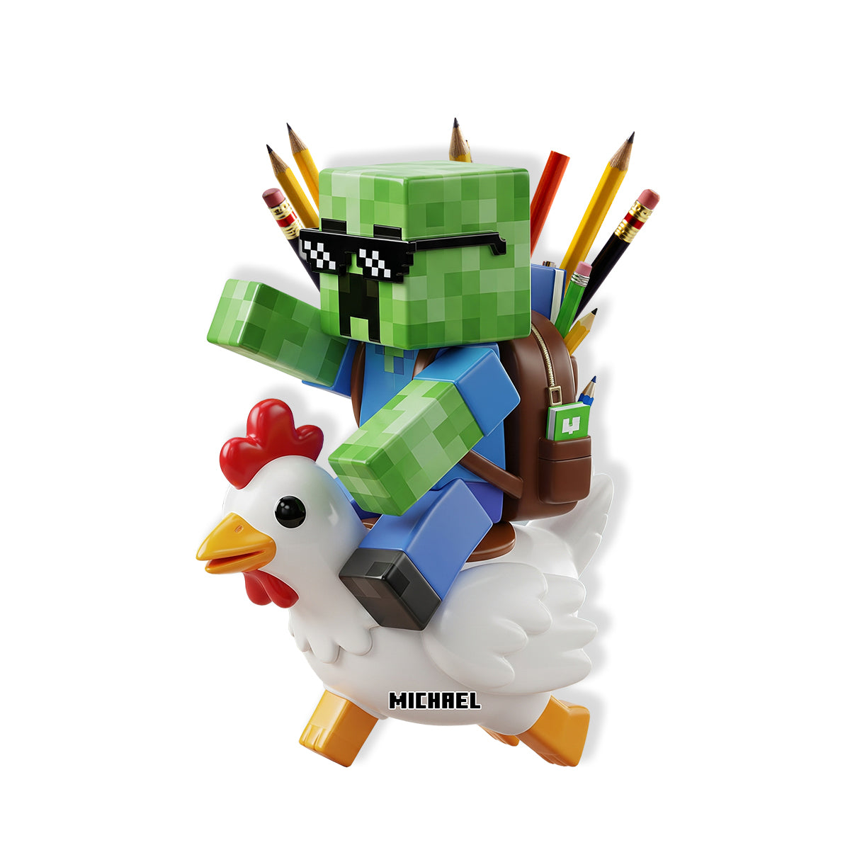 Gamer Back To School - Personalized Block World Wooden Pen Holder