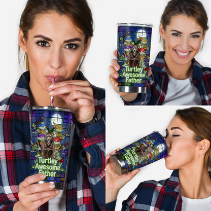 Turtley Awesome Father - Personalized Green Turtles Tumbler