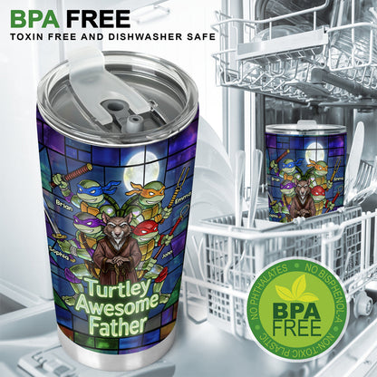Turtley Awesome Father - Personalized Green Turtles Tumbler