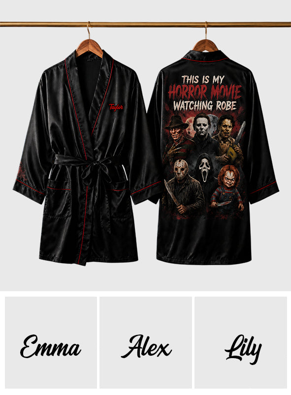 Horror Movie Watching Robe - Personalized Horror Character Satin Robe