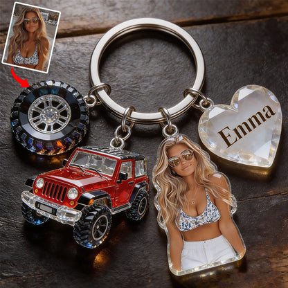 Custom Any Photo - Personalized Car Keychain With Charms