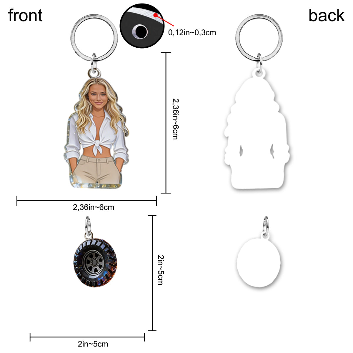 Custom Any Photo - Personalized Car Keychain With Charms