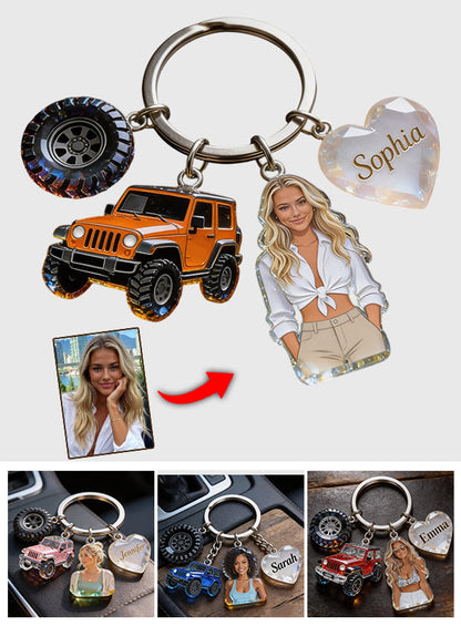 Custom Any Photo - Personalized Car Keychain With Charms