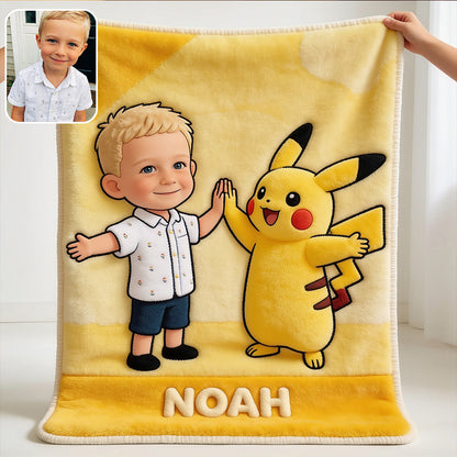 Cute Yellow Pika Mouse - Personalized Monster Trainer Blanket