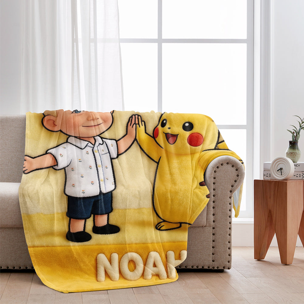 Cute Yellow Pika Mouse - Personalized Monster Trainer Blanket