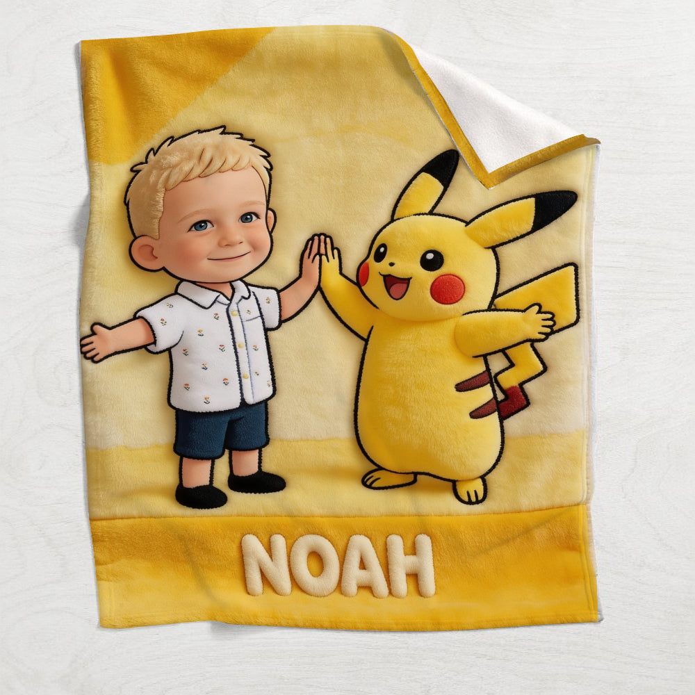 Cute Yellow Pika Mouse - Personalized Monster Trainer Blanket