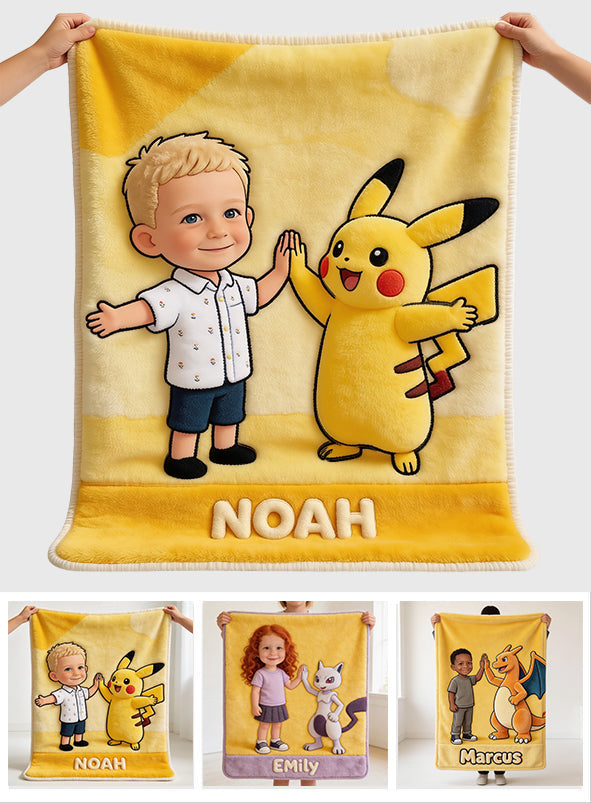Cute Yellow Pika Mouse - Personalized Monster Trainer Blanket