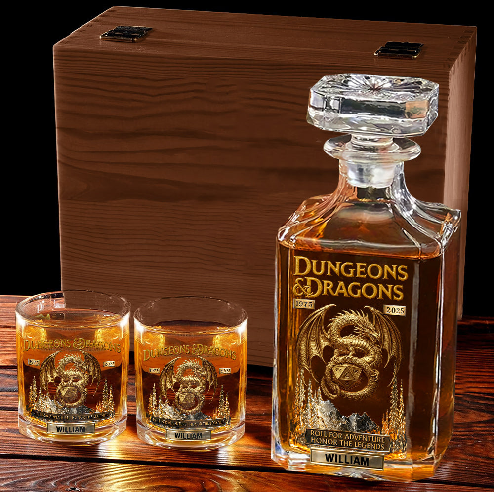 Roll For Adventure - Personalized DD Lover Whiskey Decanter Set