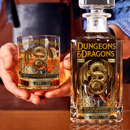 Roll For Adventure - Personalized DD Lover Whiskey Decanter Set