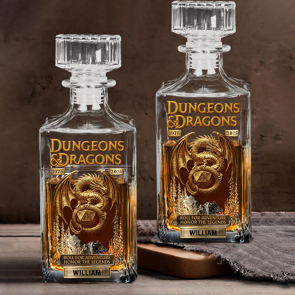 Roll For Adventure - Personalized DD Lover Whiskey Decanter Set
