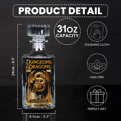 Roll For Adventure - Personalized DD Lover Whiskey Decanter Set