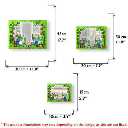 Cool Block Man - Personalized Block World Wall Hanging Mirror