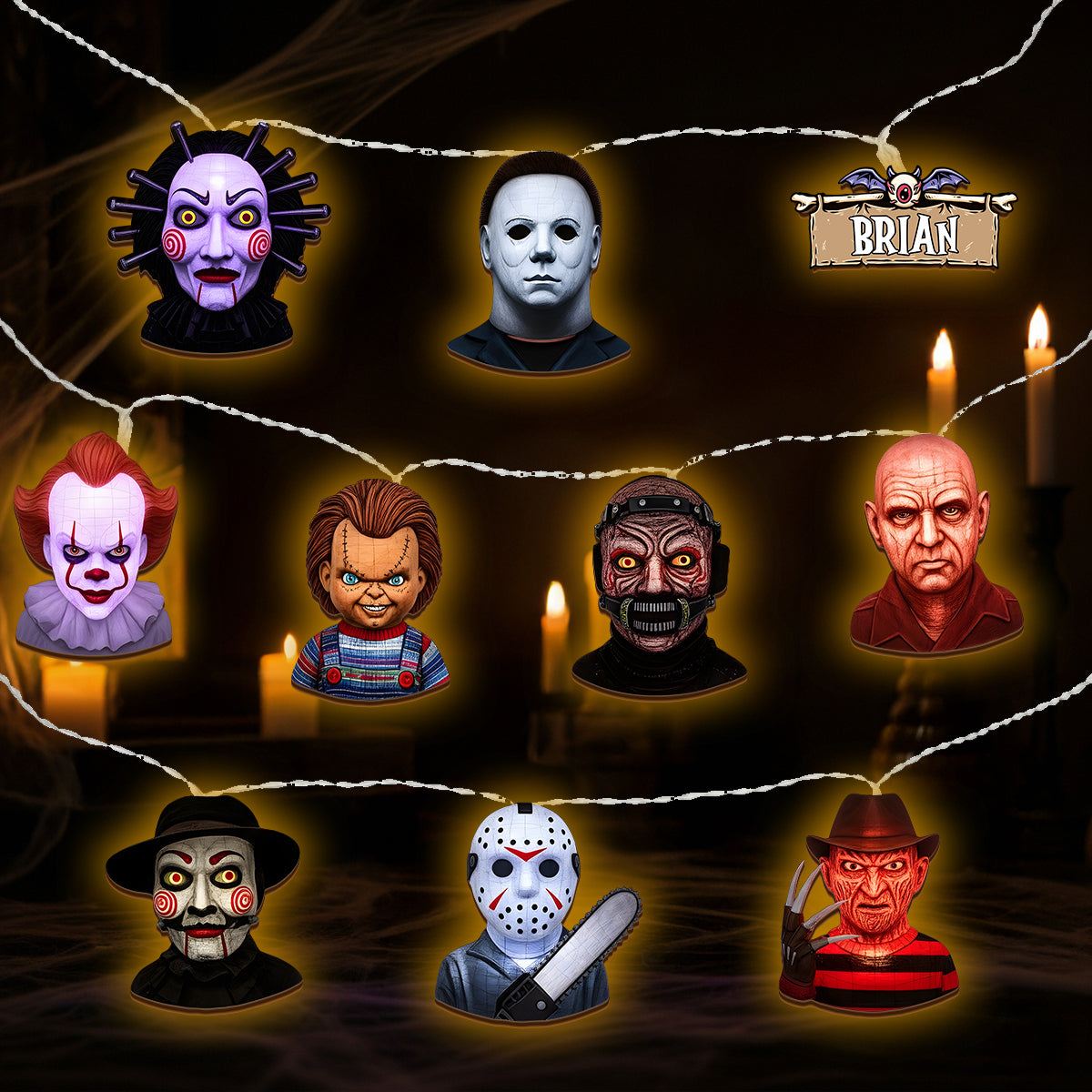 Scary Halloween - Personalized Horror Character String Lights