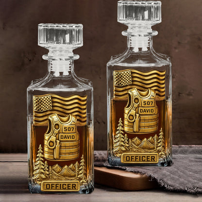 Police Officer - Personalized Police Officer Whiskey Decanter Set
