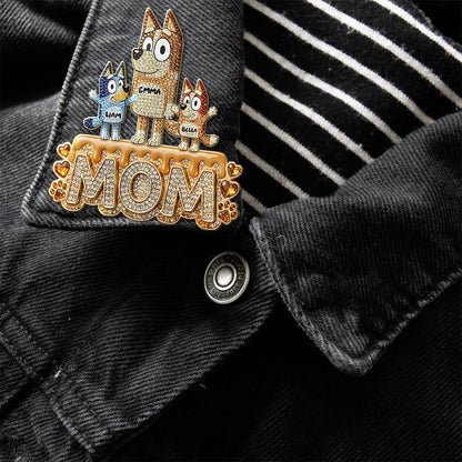 Puppy Mom - Personalized Blue Dog Pin