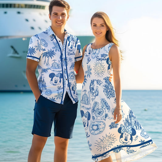 Magical Loving Cruise Line - Personalized Mouse Hawaiian Shirt & Sleeveless Dress