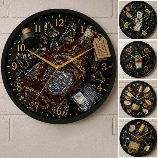 Exploding Liquor Bottle Art - Personalized Alcoholic beverage Wall Clock