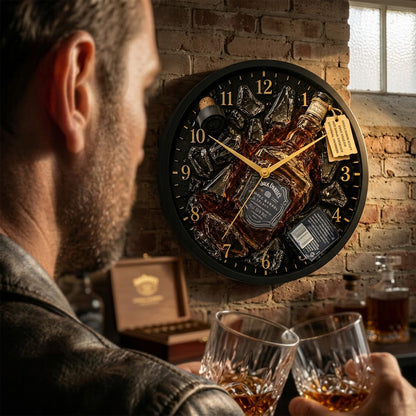 Exploding Liquor Bottle Art - Personalized Alcoholic beverage Wall Clock