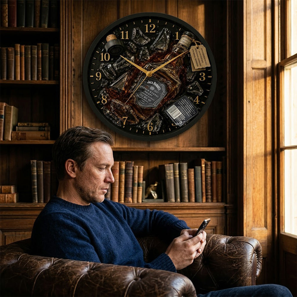 Exploding Liquor Bottle Art - Personalized Alcoholic beverage Wall Clock