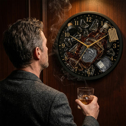 Exploding Liquor Bottle Art - Personalized Alcoholic beverage Wall Clock