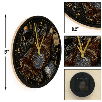 Exploding Liquor Bottle Art - Personalized Alcoholic beverage Wall Clock