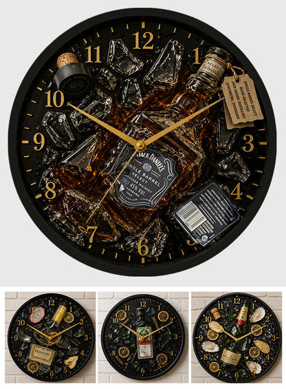 Exploding Liquor Bottle Art - Personalized Alcoholic beverage Wall Clock