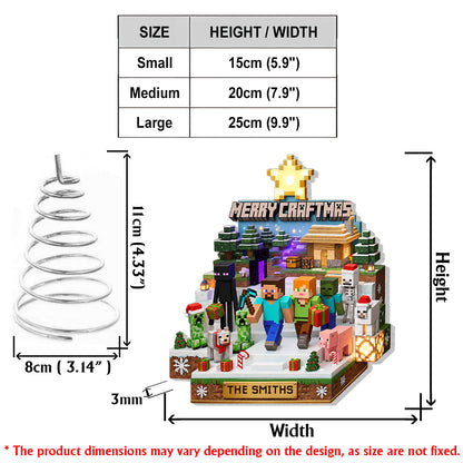 Merry Craftmas - Personalized Block World LED Light Tree Topper