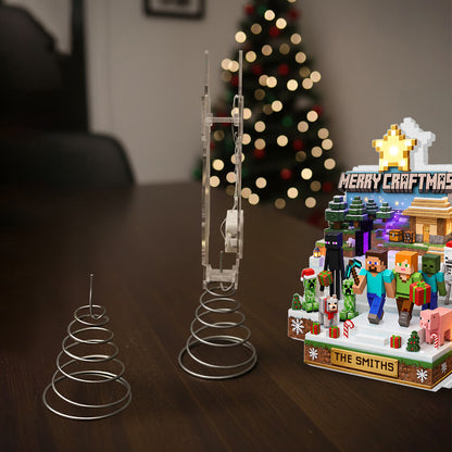 Merry Craftmas - Personalized Block World LED Light Tree Topper