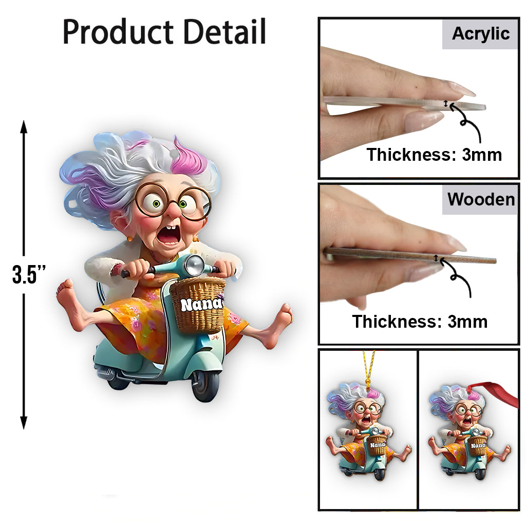 Motorcycle-Riding Grandma - Personalized Grandma Ornament