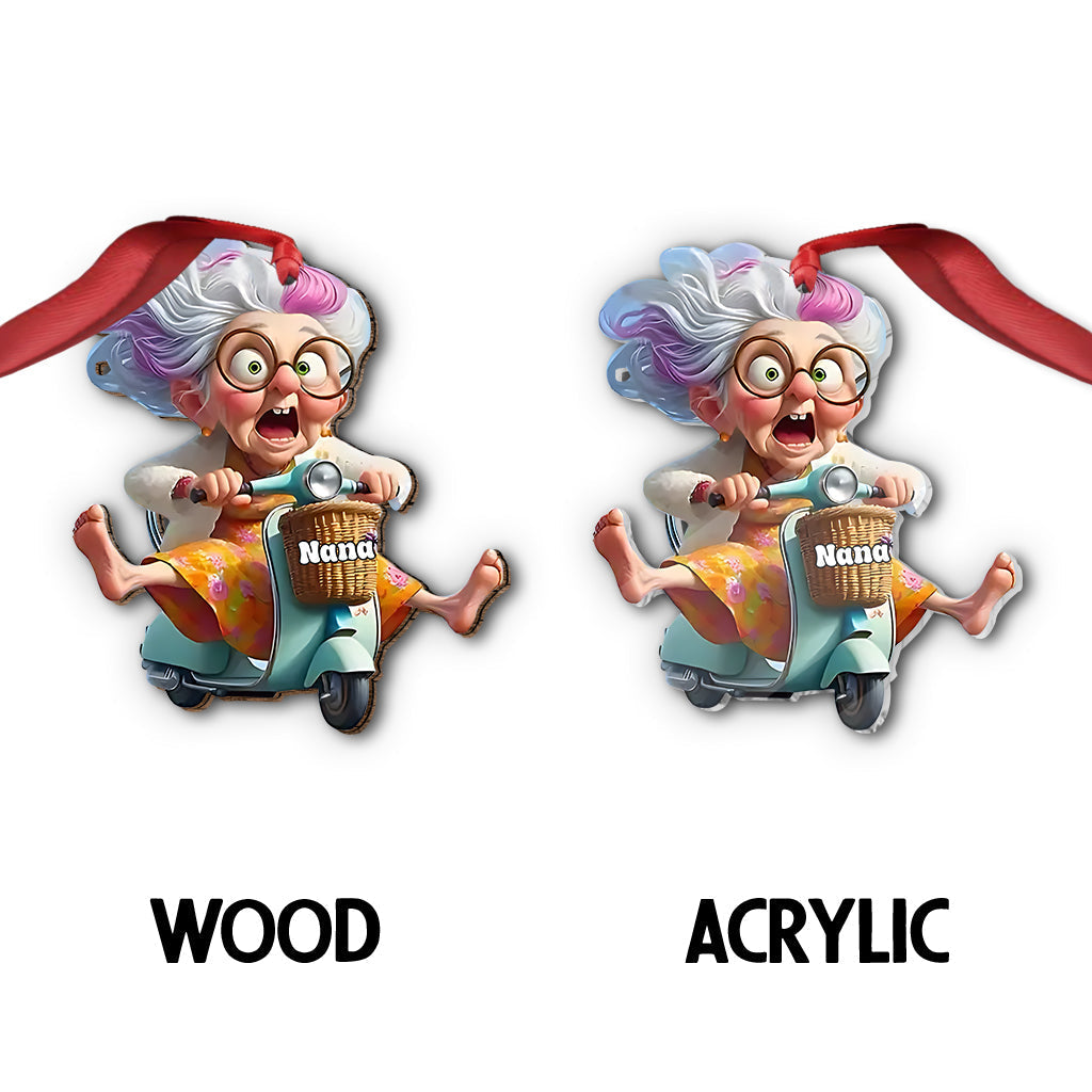 Motorcycle-Riding Grandma - Personalized Grandma Ornament