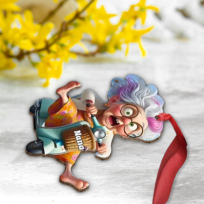 Motorcycle-Riding Grandma - Personalized Grandma Ornament