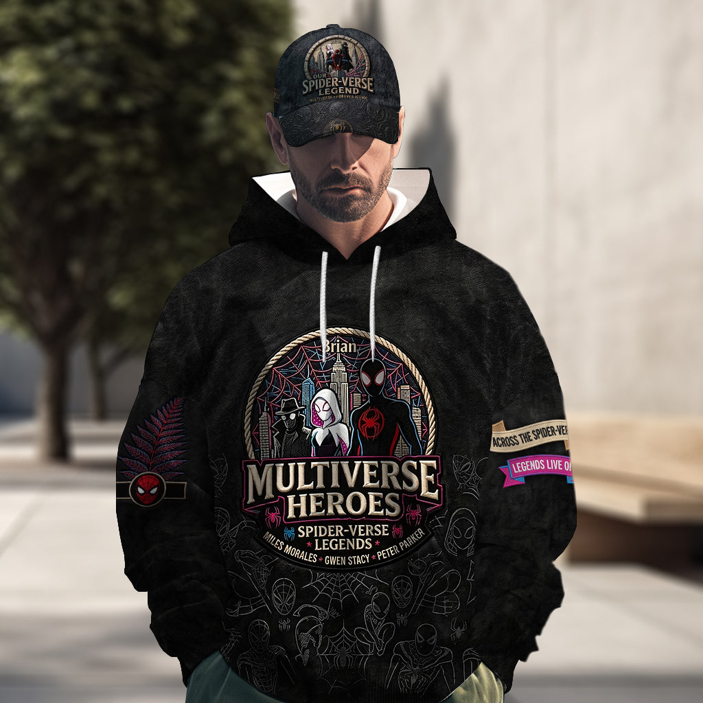 Multiverse Heroes - Personalized Spider-Verse All Over Print Hoodie & Classic Cap