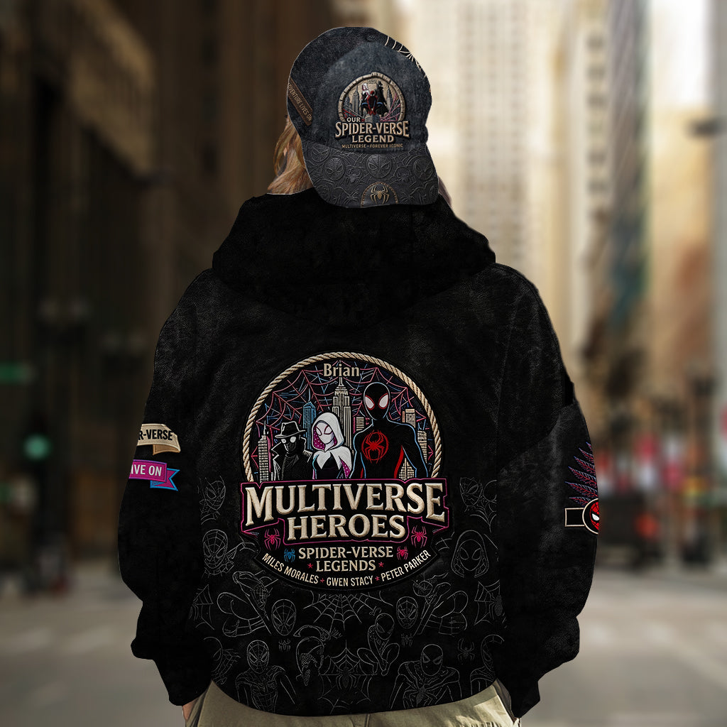 Multiverse Heroes - Personalized Spider-Verse All Over Print Hoodie & Classic Cap