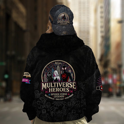 Multiverse Heroes - Personalized Spider-Verse All Over Print Hoodie & Classic Cap