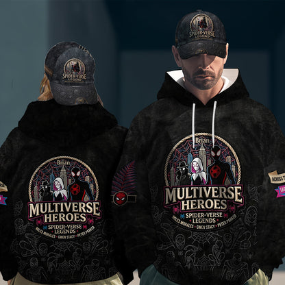 Multiverse Heroes - Personalized Spider-Verse All Over Print Hoodie & Classic Cap