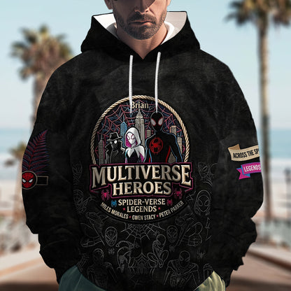 Multiverse Heroes - Personalized Spider-Verse All Over Print Hoodie & Classic Cap