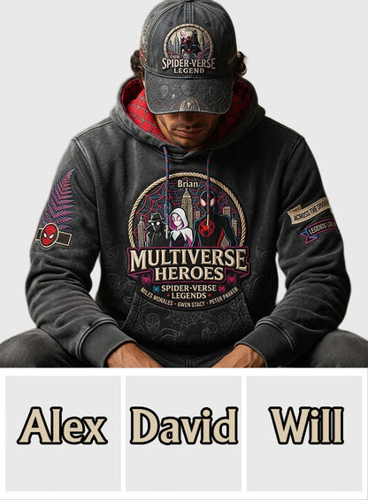 Multiverse Heroes - Personalized Spider-Verse All Over Print Hoodie & Classic Cap