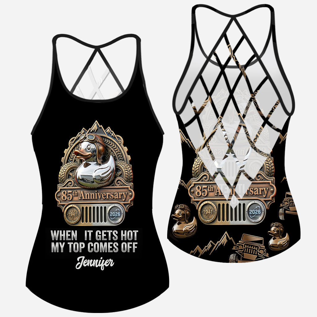 When It Gets Hot My Top Comes Off Anniversary - Personalized Car Cross Tank Top