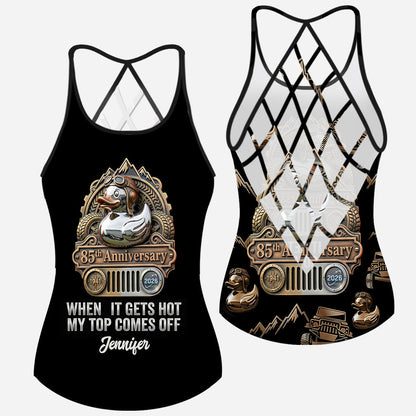 When It Gets Hot My Top Comes Off Anniversary - Personalized Car Cross Tank Top