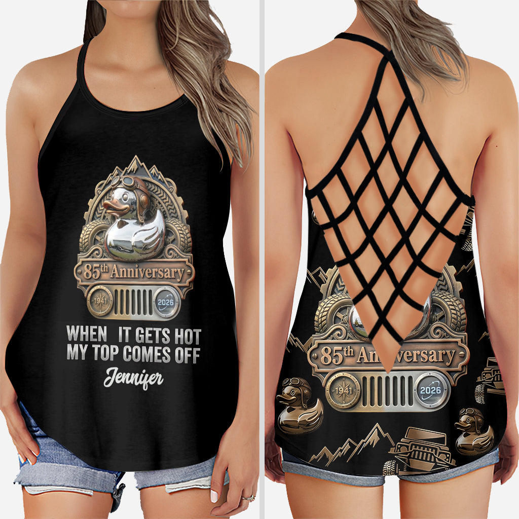 When It Gets Hot My Top Comes Off Anniversary - Personalized Car Cross Tank Top