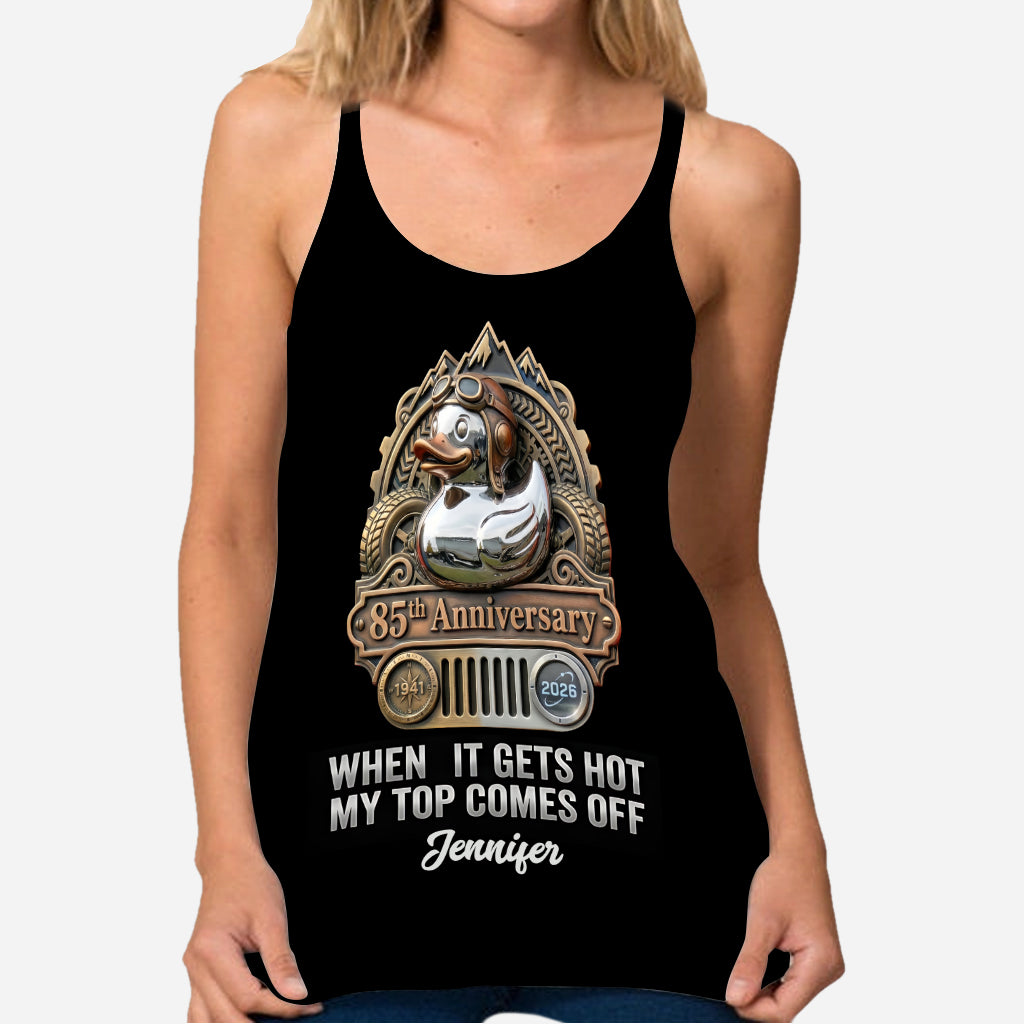 When It Gets Hot My Top Comes Off Anniversary - Personalized Car Cross Tank Top