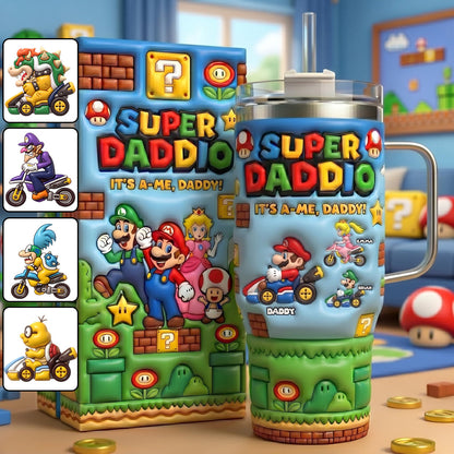 Super Daddio - Personalized Super Plumber Tumbler With Handle