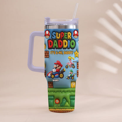 Super Daddio - Personalized Super Plumber Tumbler With Handle