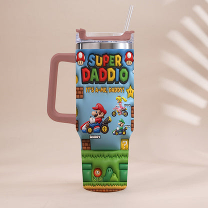 Super Daddio - Personalized Super Plumber Tumbler With Handle