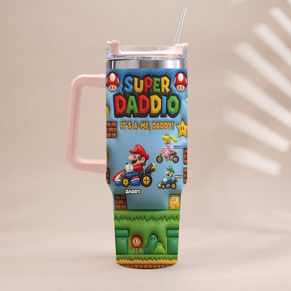Super Daddio - Personalized Super Plumber Tumbler With Handle