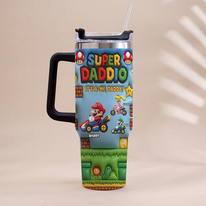 Super Daddio - Personalized Super Plumber Tumbler With Handle
