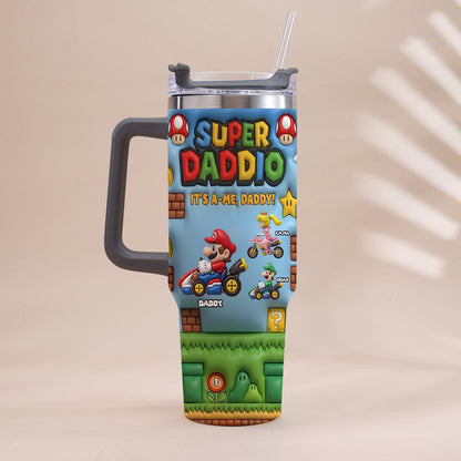 Super Daddio - Personalized Super Plumber Tumbler With Handle